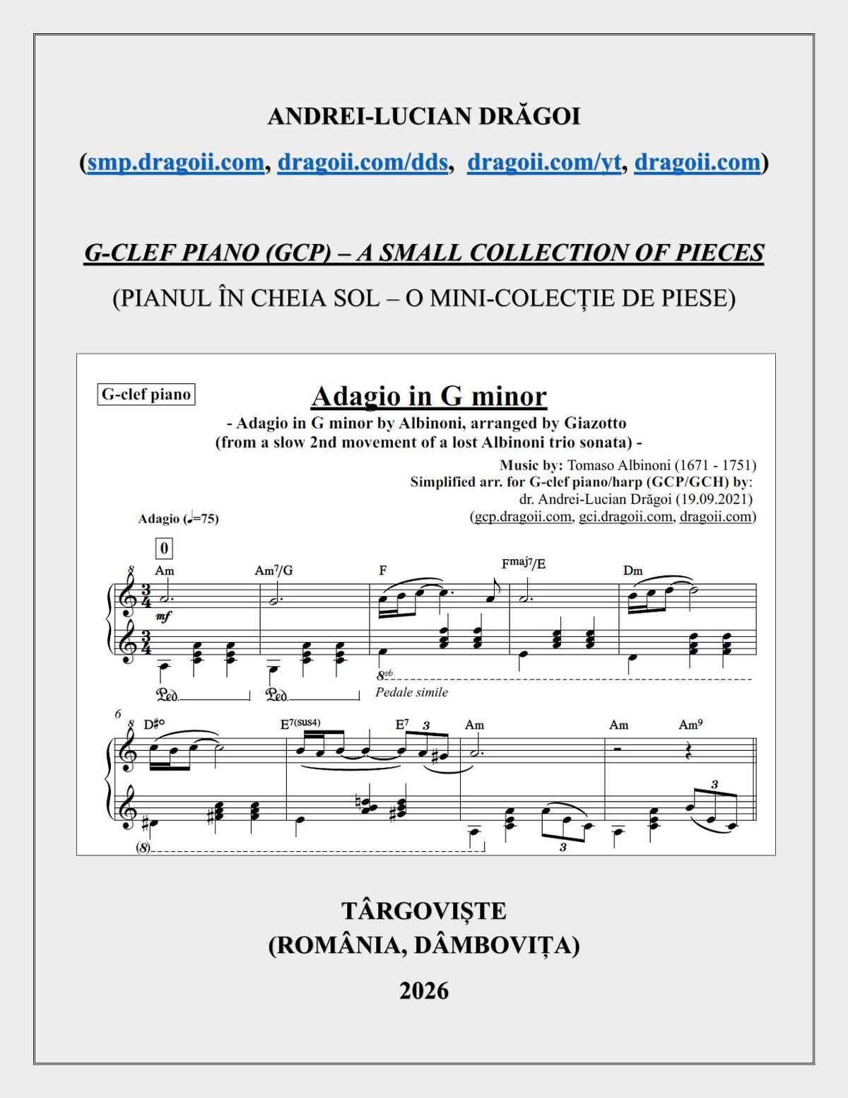 G-clef piano/harp (GCP) - A Small Collection containing 9 of my top-selling G-clef piano (GCP) arr.
